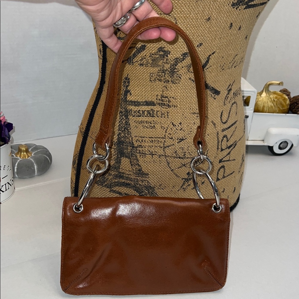 WILSON’S  LEATHER SMALL BAG COGNAC WITH SILVER HARDWARE